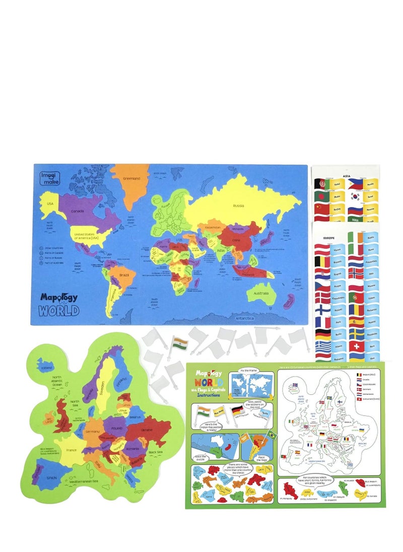 Imagimake : Mapology World And Usa With Capitals- Learn World And Usa States Along With Their Capitals And Fun Facts- Fun Jigsaw Puzzle- Educational Toy For Kids Above 5 Years