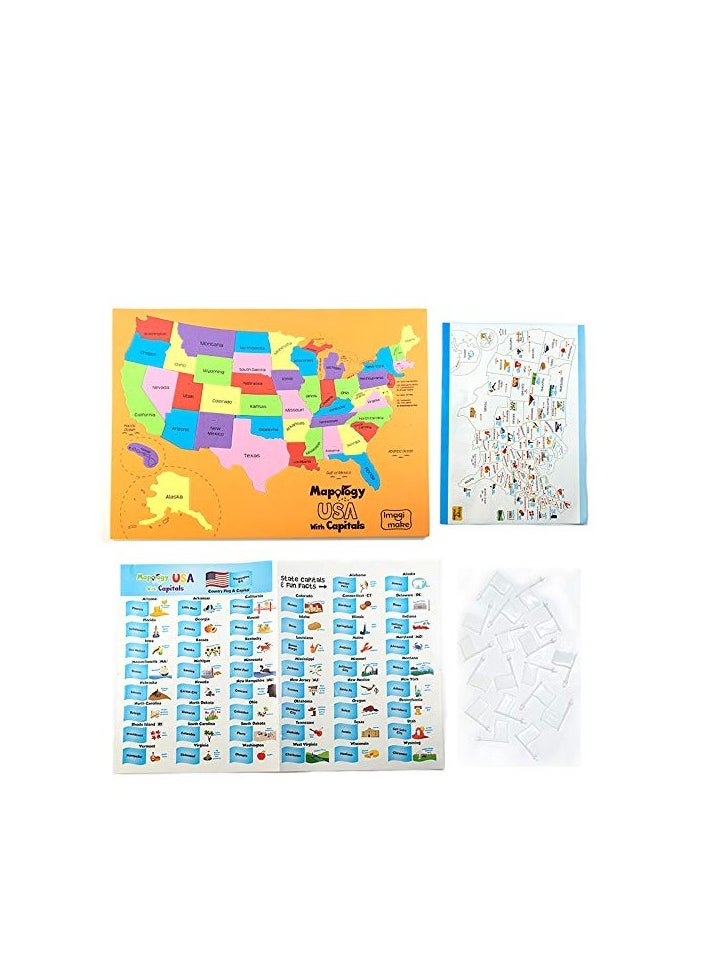 Imagimake : Mapology World And Usa With Capitals- Learn World And Usa States Along With Their Capitals And Fun Facts- Fun Jigsaw Puzzle- Educational Toy For Kids Above 5 Years