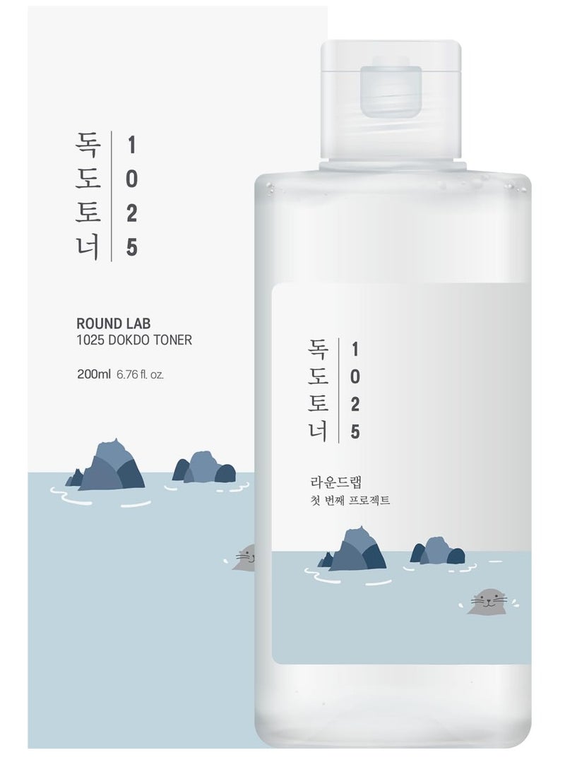 Round Lab 1025 Dokdo Toner 200ml, Exfoliate Dead Skin Cells, Replenish Skin with Long Lasting Hydration