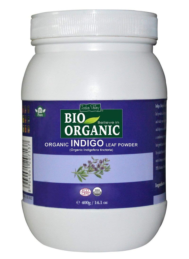 Indus Valley Bio Organic Herbal Indigo Powder | Triple-Sifted Microfine for Natural Hair Coloring | Covers Early Greys & Protects Hair from Damage | 400g