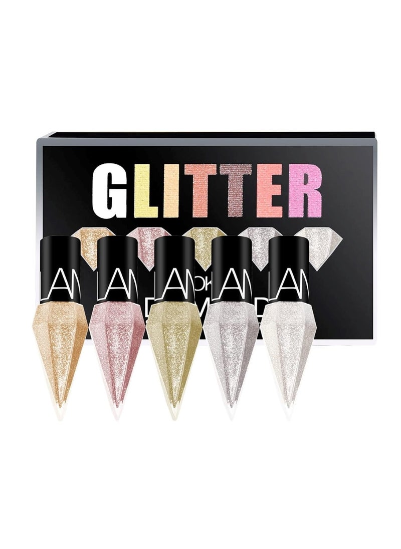 Organic Waterproof Gel Liquid Glitter Eyeliner Assorted 5 pcs