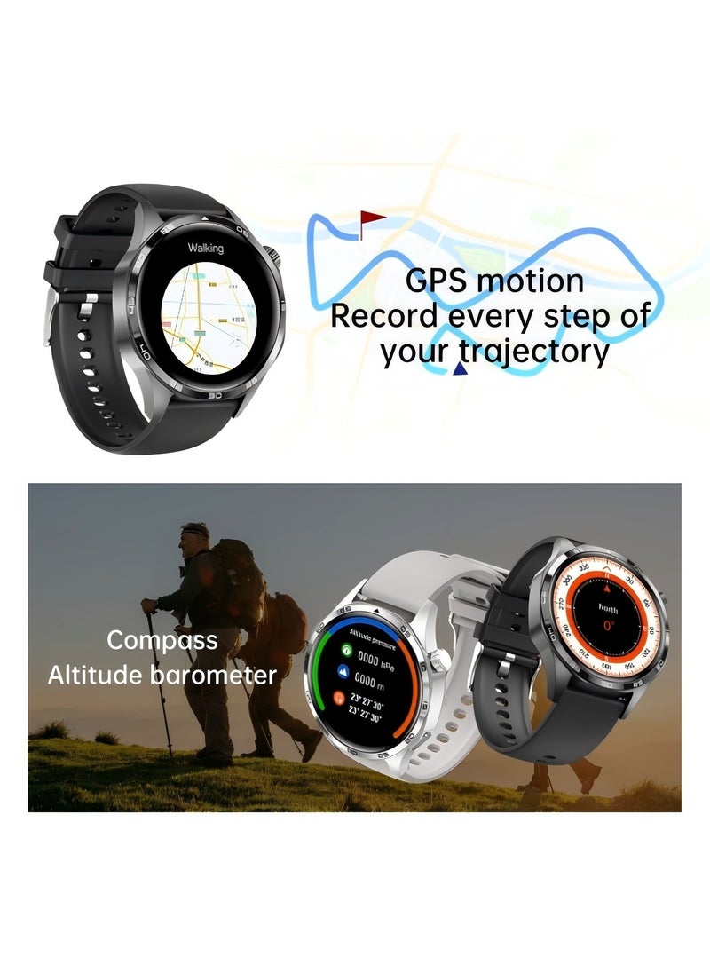 smart watch GT5  with Bluetooth calling function (answer/make calls), fitness tracking watch with sleep monitoring function, suitable for iPhone/Android, IP67 waterproof (leather brown)