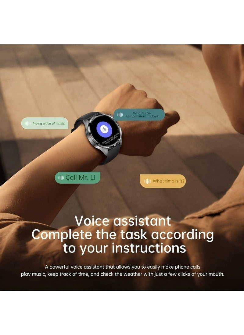 smart watch GT5  with Bluetooth calling function (answer/make calls), fitness tracking watch with sleep monitoring function, suitable for iPhone/Android, IP67 waterproof (leather brown)