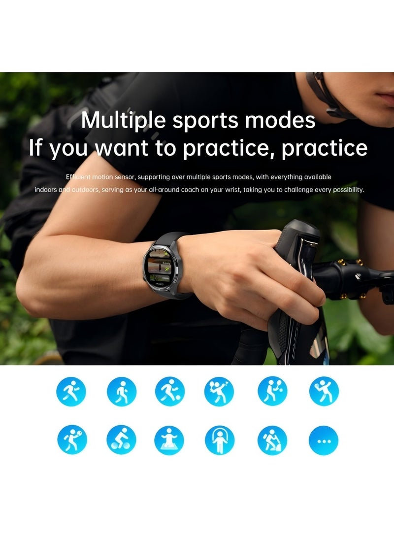 smart watch GT5  with Bluetooth calling function (answer/make calls), fitness tracking watch with sleep monitoring function, suitable for iPhone/Android, IP67 waterproof (leather brown)