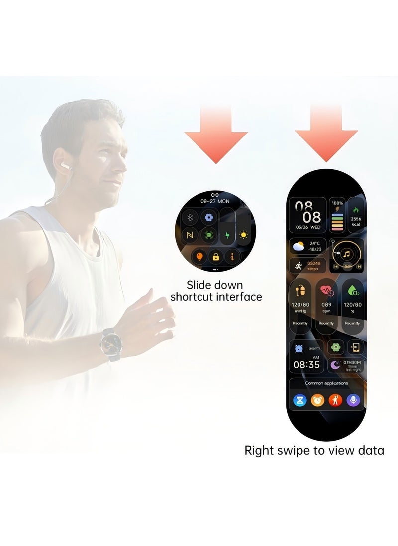 smart watch GT5  with Bluetooth calling function (answer/make calls), fitness tracking watch with sleep monitoring function, suitable for iPhone/Android, IP67 waterproof (leather brown)