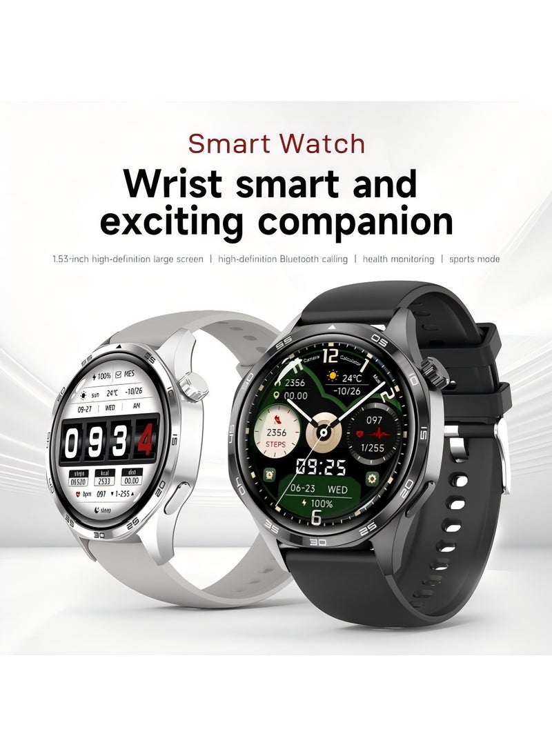 smart watch GT5  with Bluetooth calling function (answer/make calls), fitness tracking watch with sleep monitoring function, suitable for iPhone/Android, IP67 waterproof (leather brown)