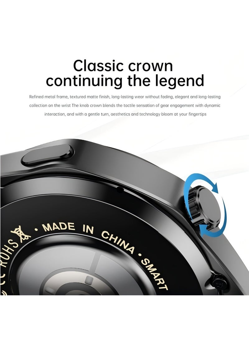 smart watch GT5  with Bluetooth calling function (answer/make calls), fitness tracking watch with sleep monitoring function, suitable for iPhone/Android, IP67 waterproof (leather brown)