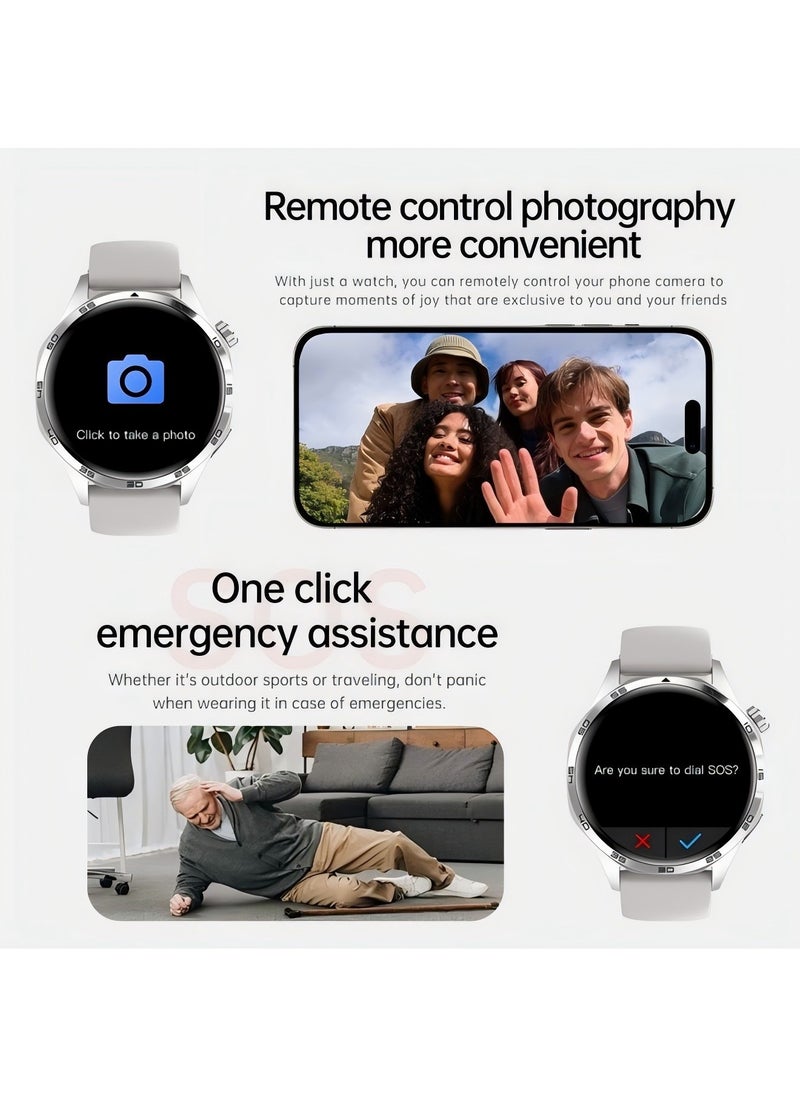 smart watch GT5  with Bluetooth calling function (answer/make calls), fitness tracking watch with sleep monitoring function, suitable for iPhone/Android, IP67 waterproof (leather brown)
