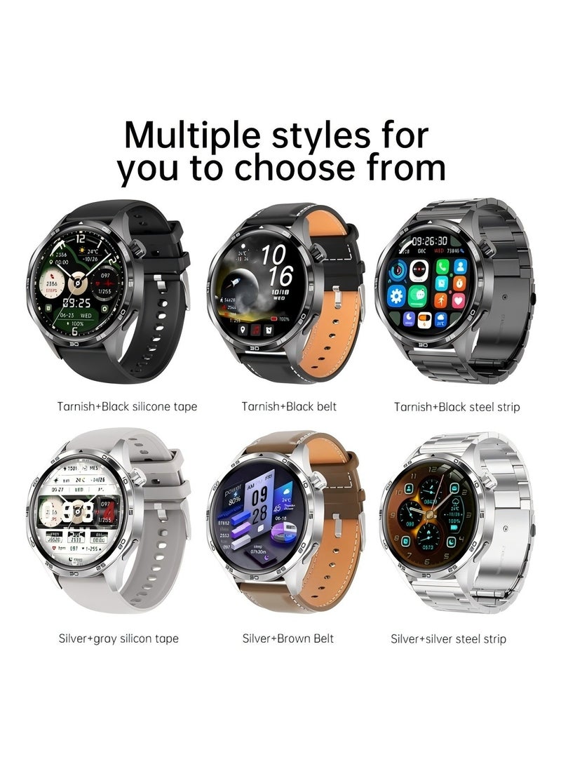 smart watch GT5  with Bluetooth calling function (answer/make calls), fitness tracking watch with sleep monitoring function, suitable for iPhone/Android, IP67 waterproof (leather brown)