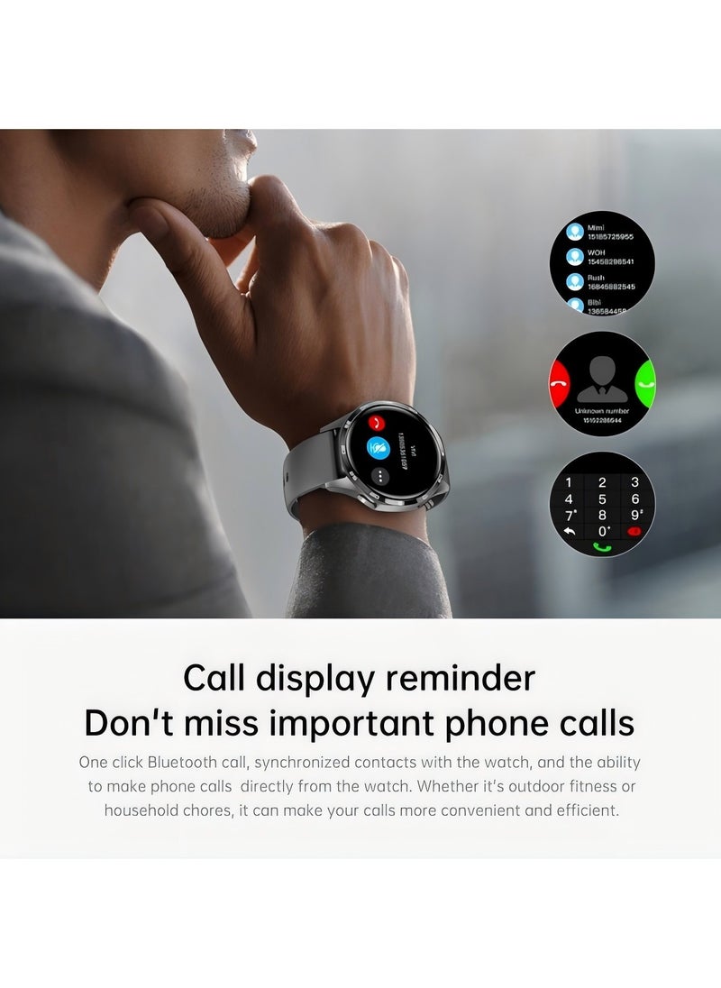 smart watch GT5  with Bluetooth calling function (answer/make calls), fitness tracking watch with sleep monitoring function, suitable for iPhone/Android, IP67 waterproof (leather brown)