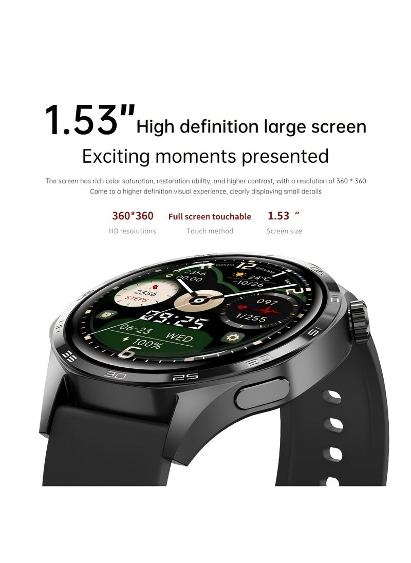 smart watch GT5  with Bluetooth calling function (answer/make calls), fitness tracking watch with sleep monitoring function, suitable for iPhone/Android, IP67 waterproof (leather brown)