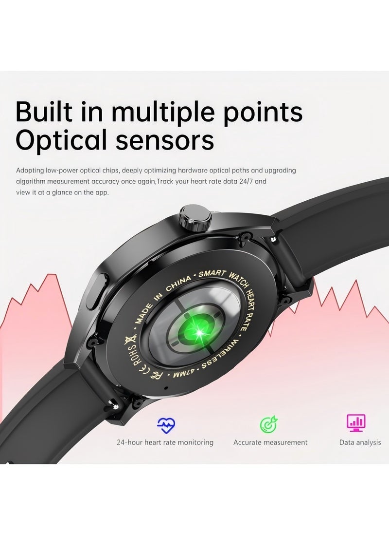 smart watch GT5  with Bluetooth calling function (answer/make calls), fitness tracking watch with sleep monitoring function, suitable for iPhone/Android, IP67 waterproof (leather brown)