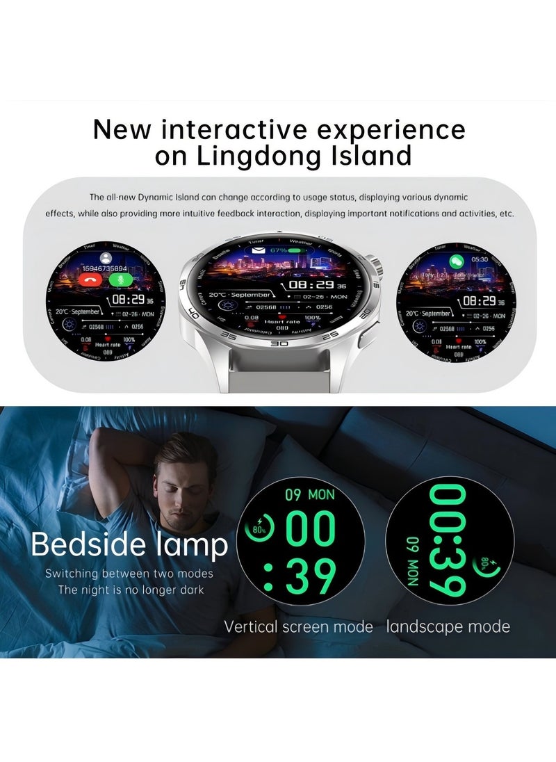 smart watch GT5  with Bluetooth calling function (answer/make calls), fitness tracking watch with sleep monitoring function, suitable for iPhone/Android, IP67 waterproof (leather brown)
