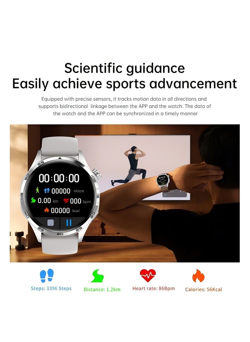 smart watch GT5  with Bluetooth calling function (answer/make calls), fitness tracking watch with sleep monitoring function, suitable for iPhone/Android, IP67 waterproof (leather brown)