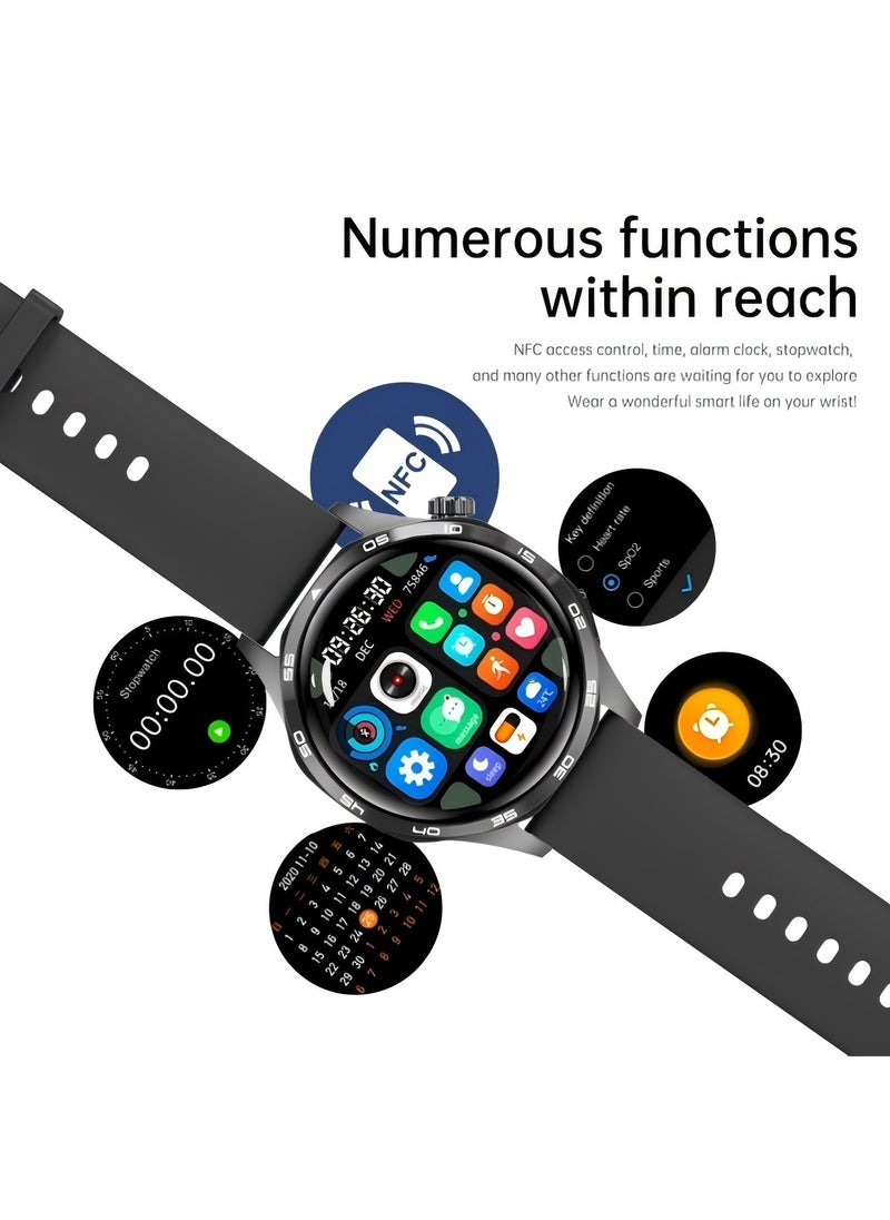 smart watch GT5  with Bluetooth calling function (answer/make calls), fitness tracking watch with sleep monitoring function, suitable for iPhone/Android, IP67 waterproof (leather brown)