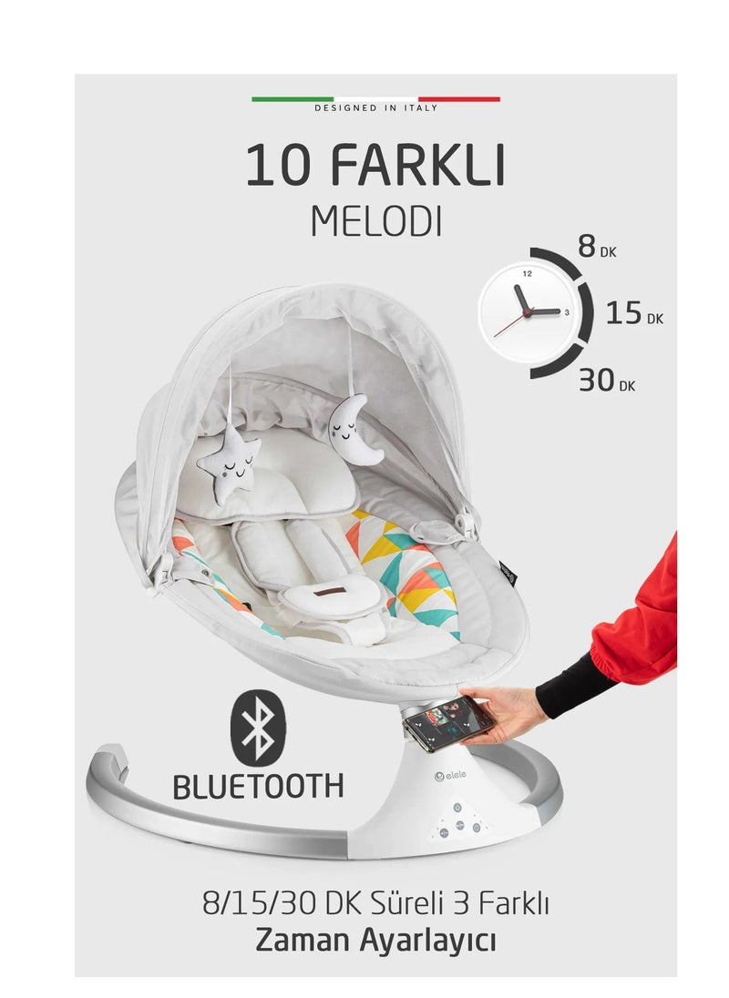 Electric Automatic Rocking Baby Seat, Light Grey-White