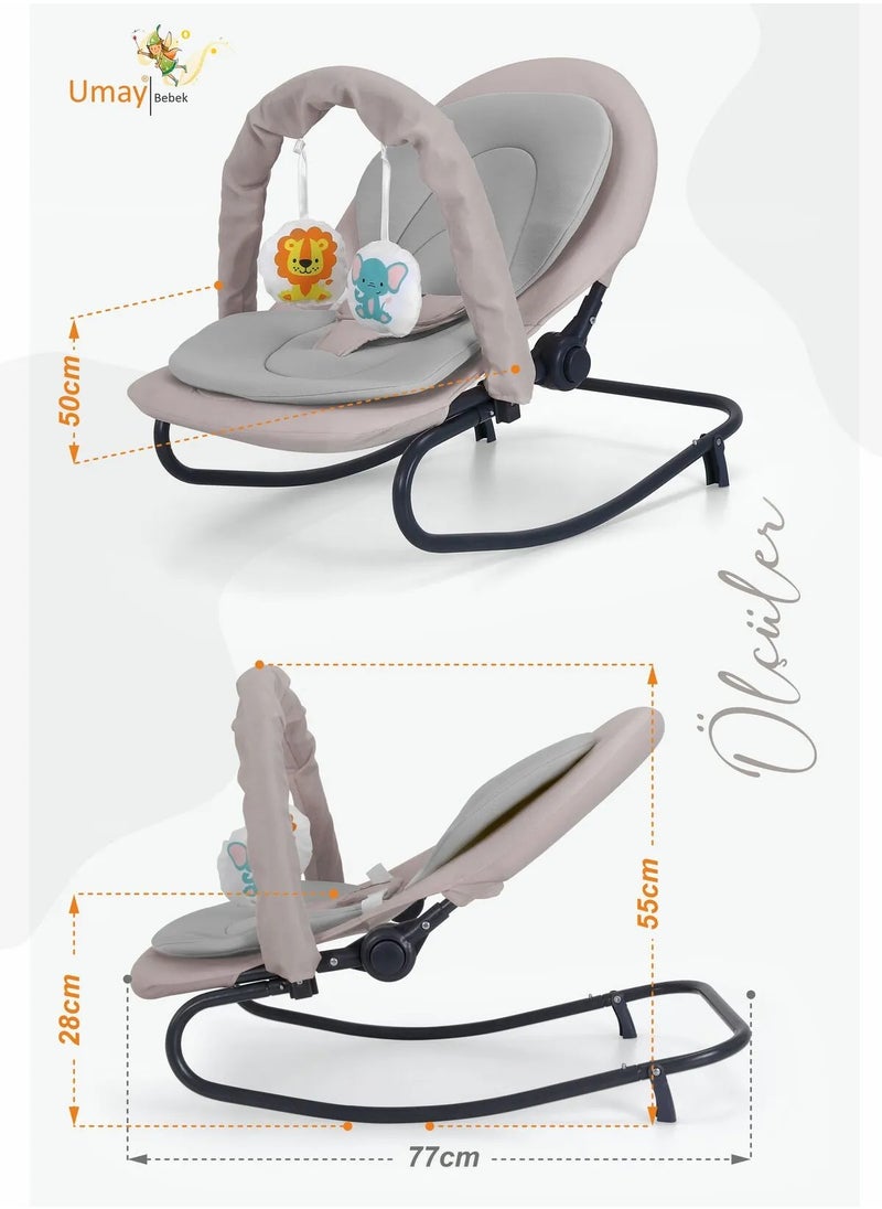 Baby Rocker, Adjustable, Swinging, Lockable, Toy-Equipped, Baby Bouncer Seat, Baby Cradle