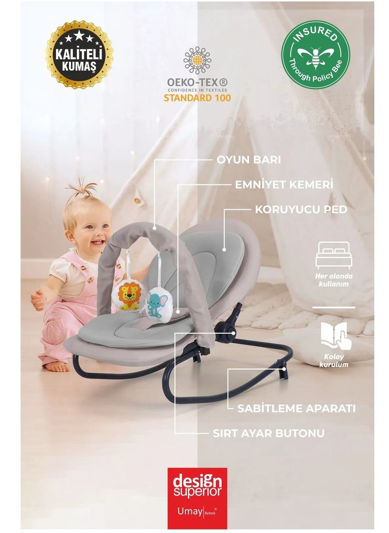 Baby Rocker, Adjustable, Swinging, Lockable, Toy-Equipped, Baby Bouncer Seat, Baby Cradle