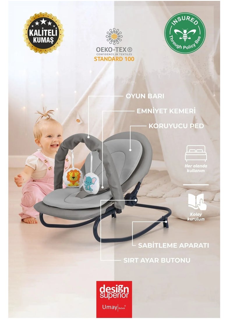 Baby Rocker, Adjustable, Swinging, Lockable, Toy-Equipped, Baby Bouncer Seat, Baby Cradle