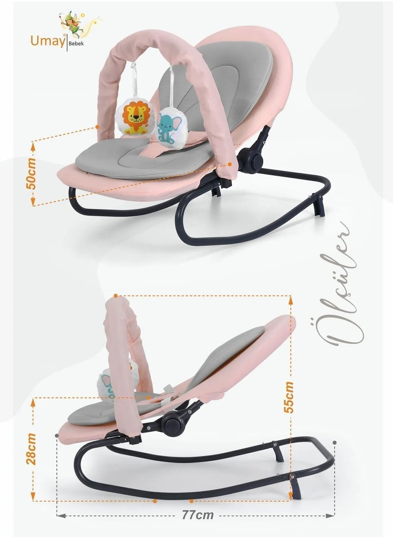 Baby Rocker, Adjustable, Swinging, Lockable, Toy-Equipped, Baby Bouncer Seat, Baby Cradle