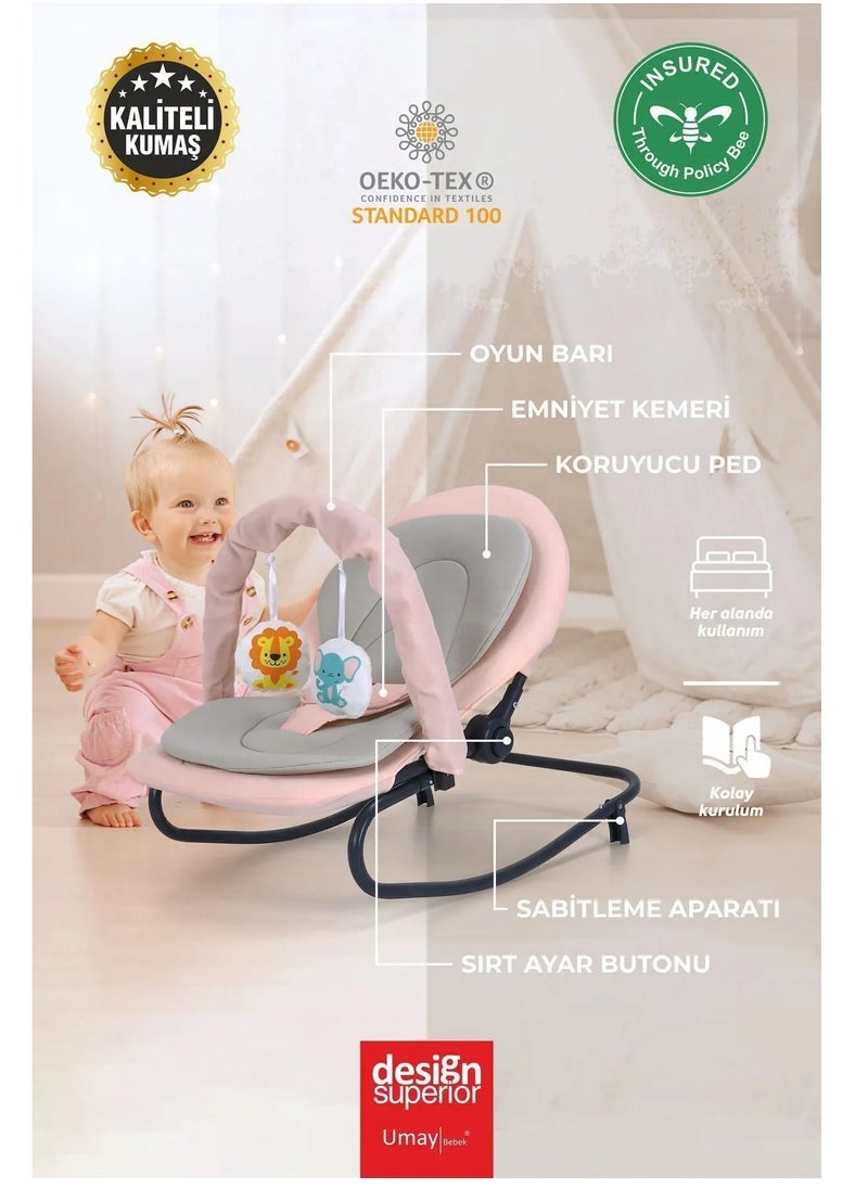 Baby Rocker, Adjustable, Swinging, Lockable, Toy-Equipped, Baby Bouncer Seat, Baby Cradle