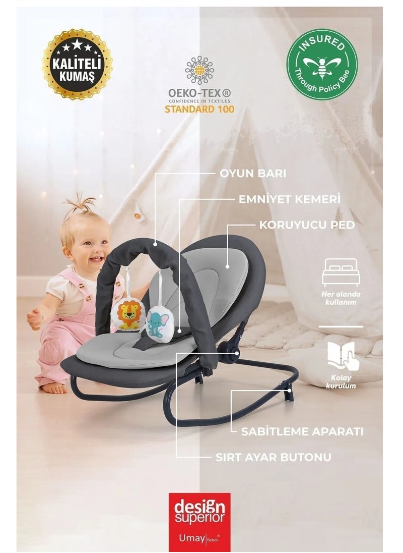 Baby Rocker, Adjustable, Swinging, Lockable, Toy-Equipped, Baby Bouncer Seat, Baby Cradle