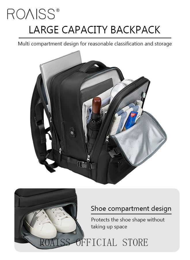 High Capacity Business Travel Backpack Expandable Luggage Bag for Short Trips Dry and Wet Separation Scientific Storage Business Computer Bag Simple Solid Color Design with Independent Shoe Storage