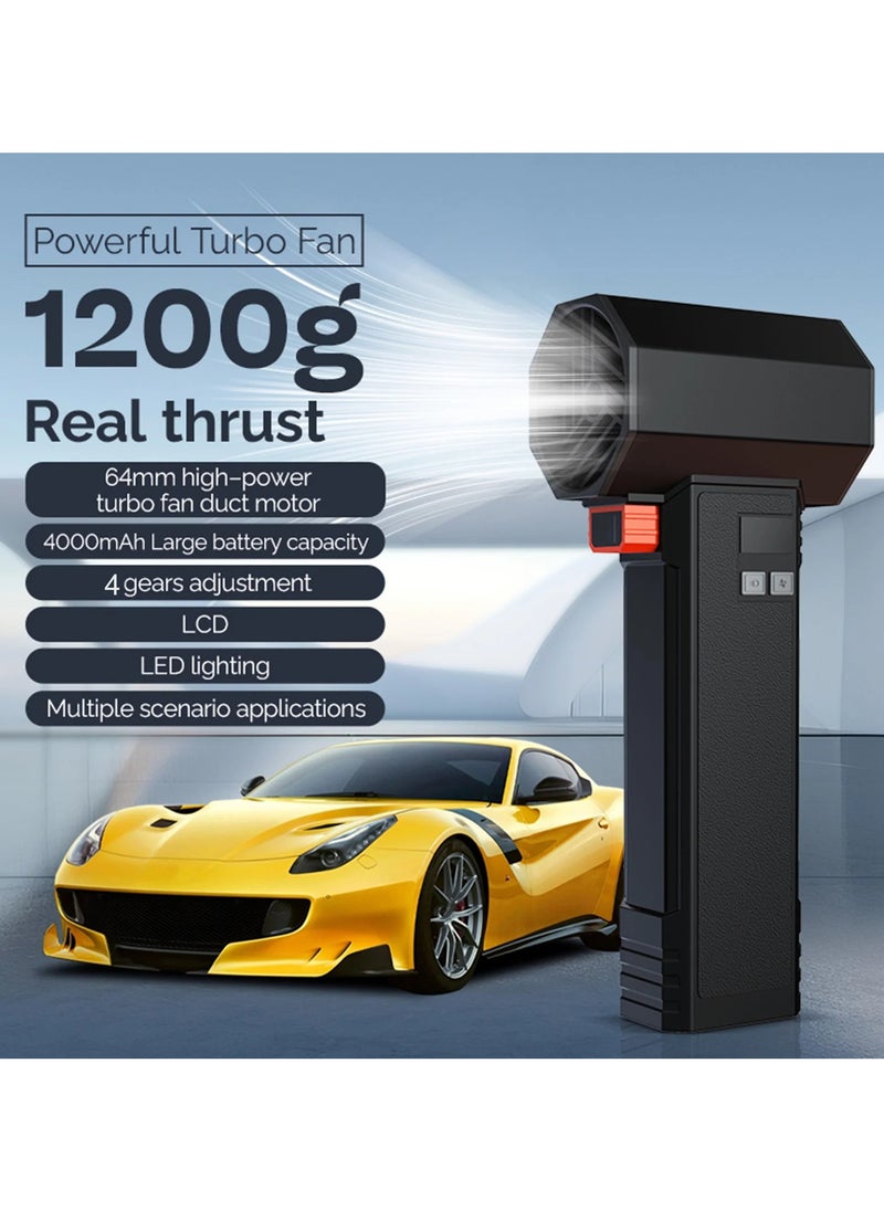 Handheld Turbo Jet Fan Powerful Air Blower With LED 64MM Brushless 1200G Thrust