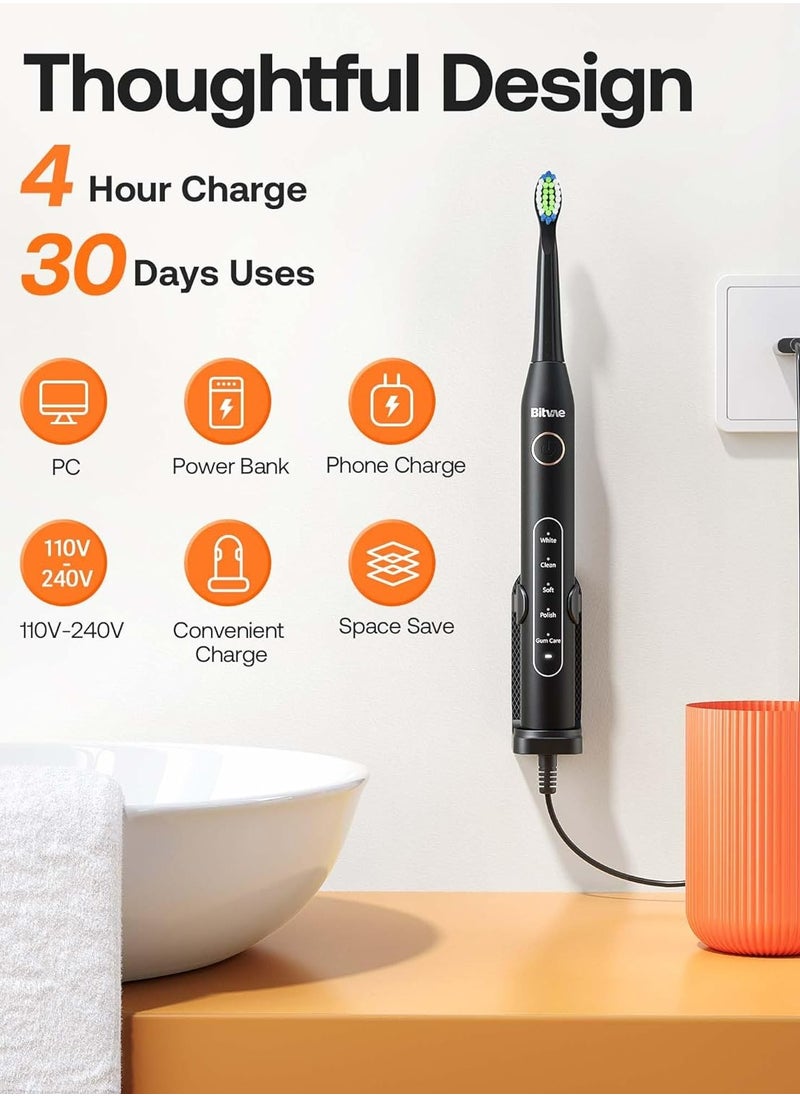 Bitvae D2 Electric Toothbrush for Adults  with 8 Brush Heads 5 Cleaning Mode