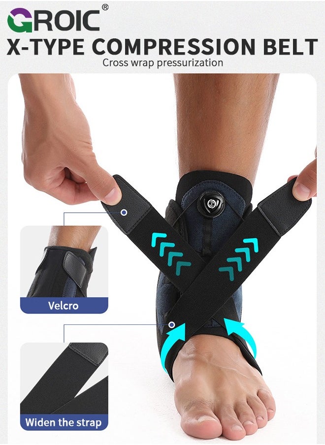 Ankle Brace,Ankle Support,Adjustable Compression Sleeve,Ankle Support Heel Brace for Achilles Tendonitis,Sprained Ankle,Lace up Ankle Brace for Running, Basketball, Volleyball