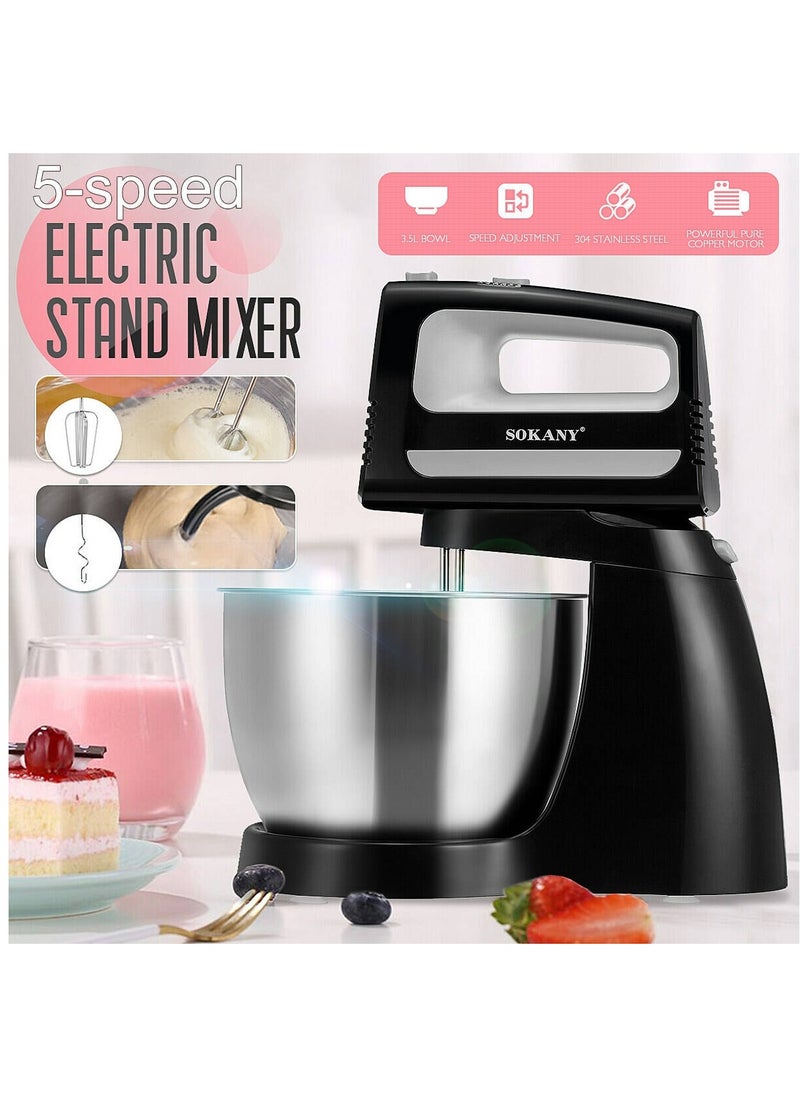 Sokany 400W 3.5L Electric Stand Kneading Machine Fully Automatic Mixer Dough Food Batter Beater Egg Blender Whisk 5 Speed Adjustment For Kitchen