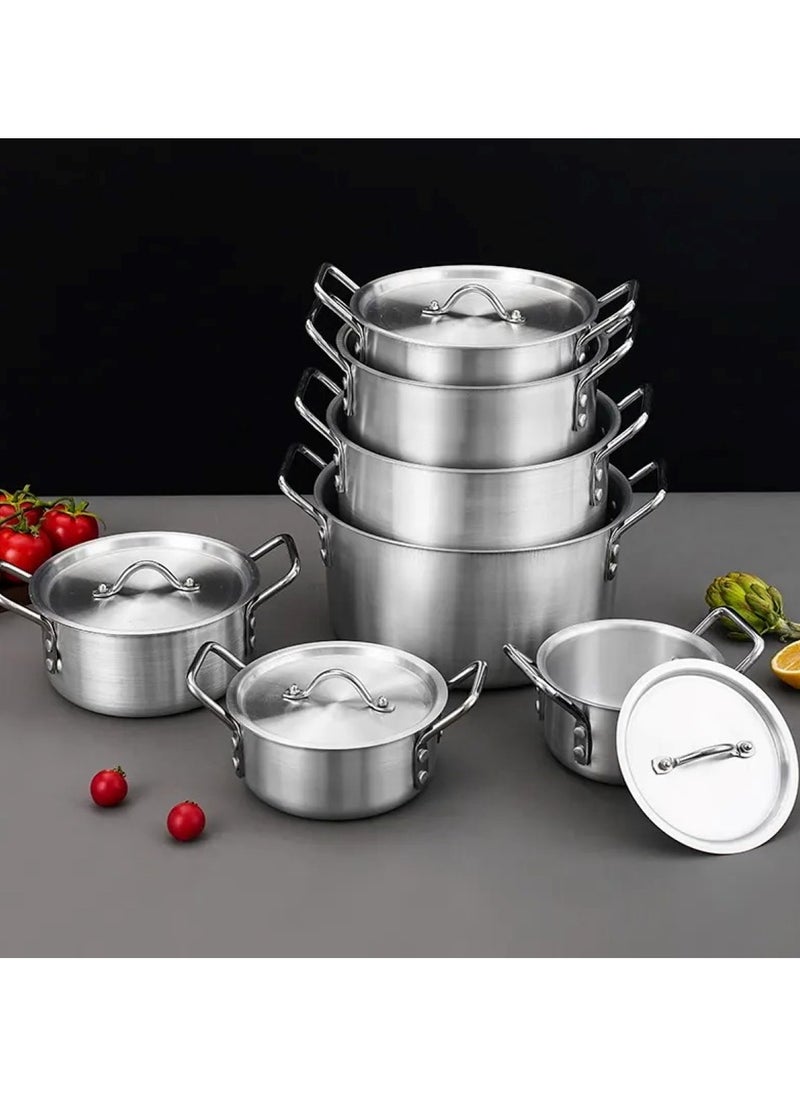 7-Piece Aluminum Hot Pot Cookware Set with Lids Kitchen Cooking Essentials