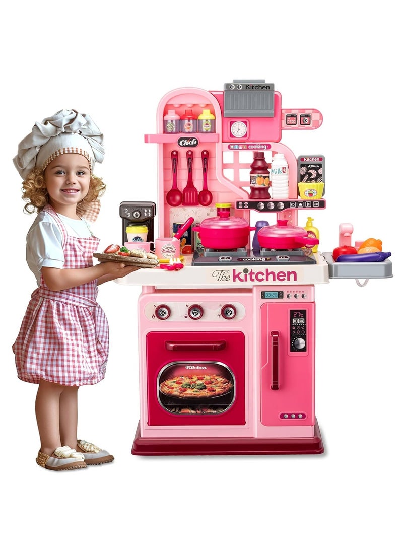 Kids Kitchen Playset-Cooking Stove, Paly Sink,Oven,Kitchen Toys with Realistic Lights & Sounds Pretend Play Toys