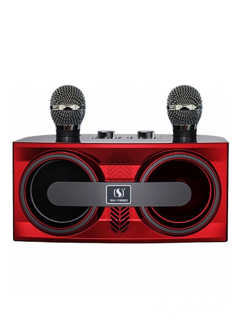 Smart Berry Karaoke Machine Bluetooth Speaker with 2 Wireless Microphones PA System for Indoor Outdoor Party