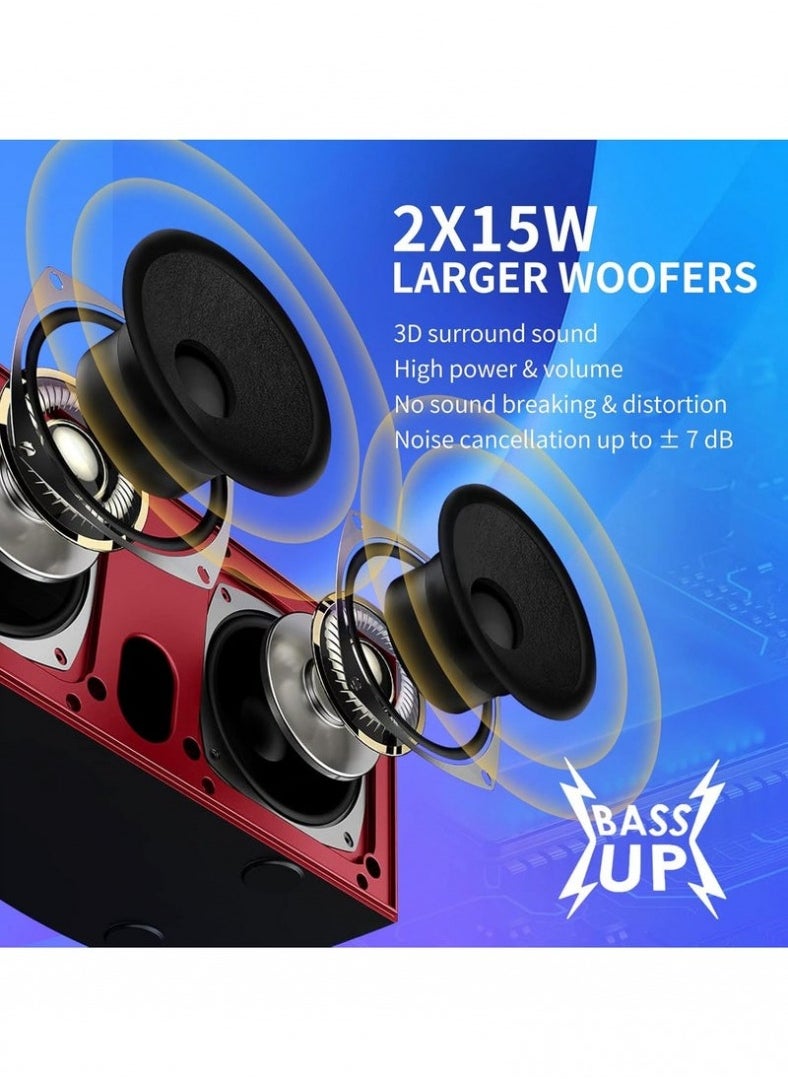 Smart Berry Karaoke Machine Bluetooth Speaker with 2 Wireless Microphones PA System for Indoor Outdoor Party