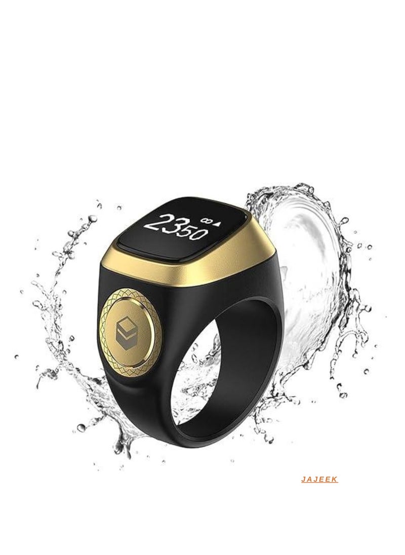 Smart Male Tasbeeh Counter Lite with OLED Display & Smart Ring – Black, 18mm – Digital Dhikr Counter, Prayer Time Reminder, Compact & Stylish, Modern Islamic Wearable for Daily Worship