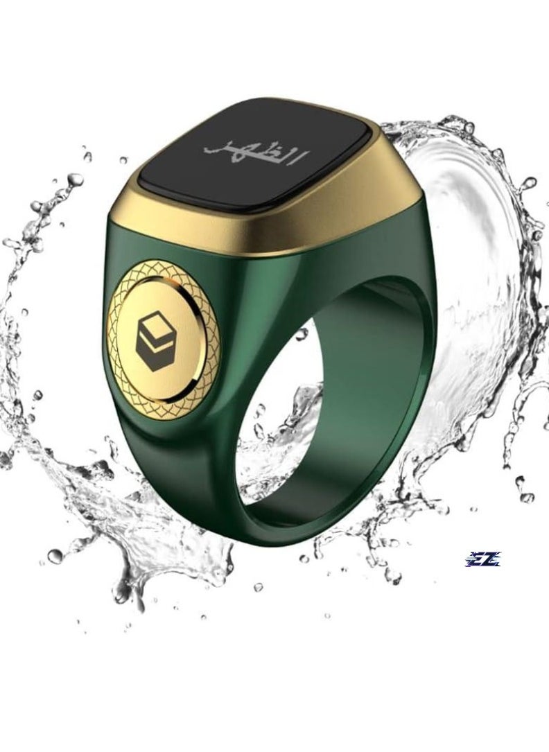 Smart Tasbih Zikr Lite Ring – OLED Display Digital Zikr Counter with Prayer Time Reminder – Green, 20mm – Waterproof Smart Ring for Muslim Prayer, Zikr Tracking & Daily Worship