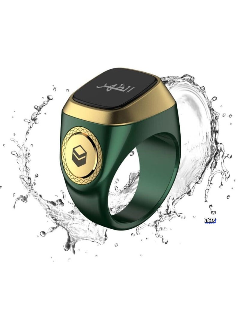 Smart Tasbih Zikr Lite Ring – OLED Display Tasbih Counter with Prayer Timing Reminder, Waterproof Smart Ring for Muslims, Green 20mm, Accurate Zikr Tracker for Daily Prayer & Spiritual Practice