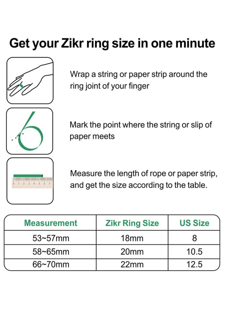 Smart Tasbih Zikr Lite Ring – OLED Display Tasbih Counter with Prayer Timing Reminder, Waterproof Smart Ring for Muslims, Green 20mm, Accurate Zikr Tracker for Daily Prayer & Spiritual Practice