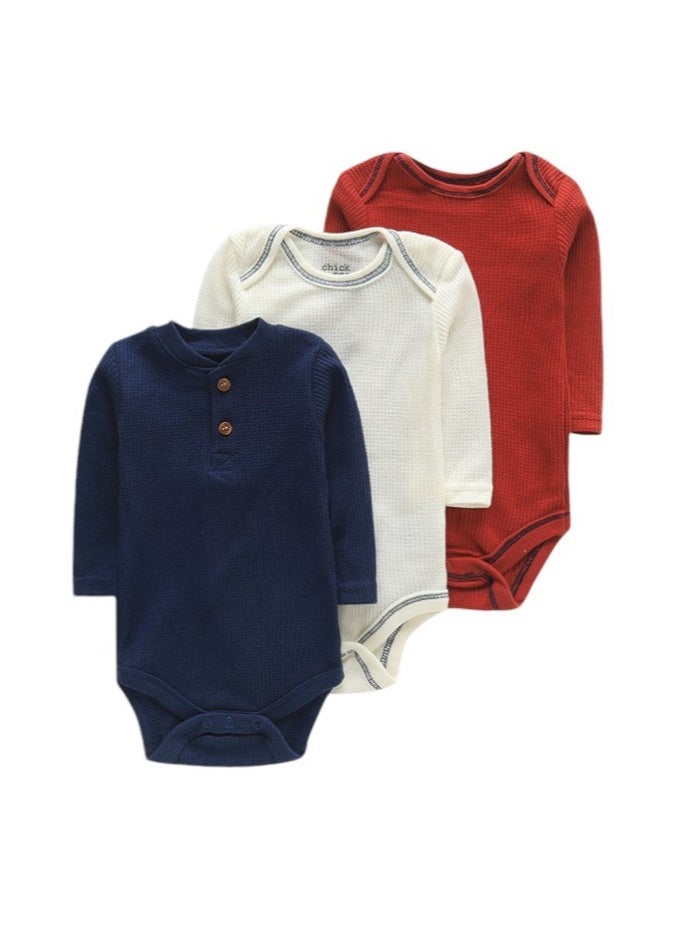 Bambimici 3-Pack Solid Plain Colors Long Sleeve Bodysuit