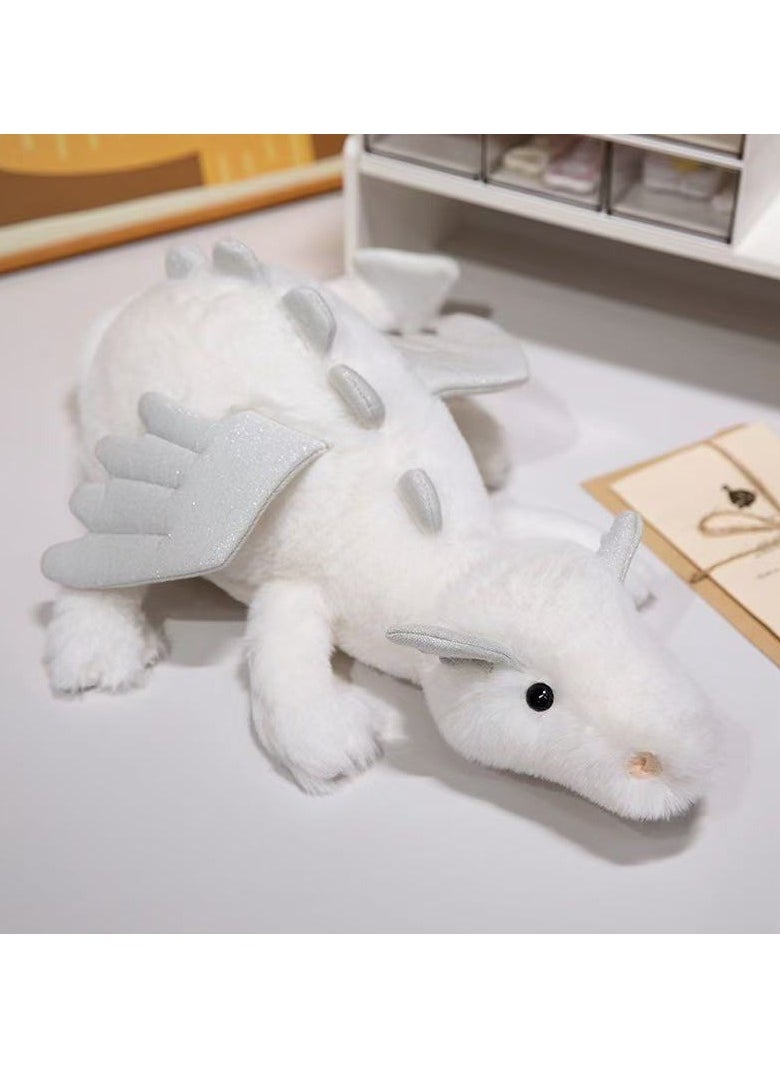 CutieCute White Little Flying Dragon Doll With Wings Dinosaur Pterosaur Prone Plush Toy Pillow For Boys And Girls Gifts (50cm)