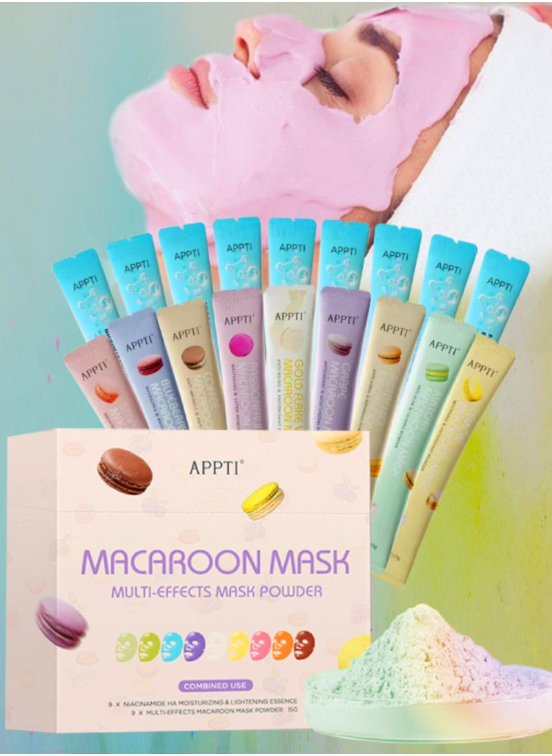 Macaroon Mask Multi Effects Mask Powder Peel Off Multiple Flavors Macaroon Mask for Face Care Home DIY Spa Ordinary Collagen Face Mask with HA and Niacinamide Moisturizing Face Mask Jelly Face Mask