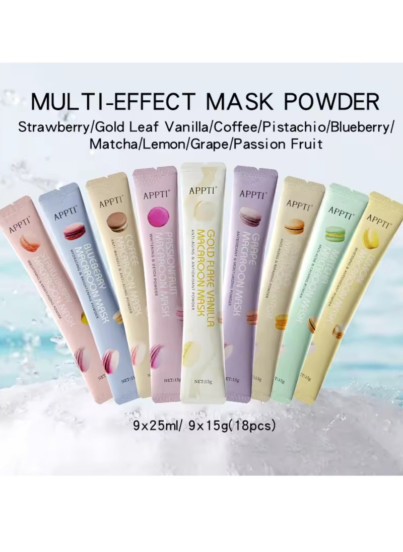 Macaroon Mask Multi Effects Mask Powder Peel Off Multiple Flavors Macaroon Mask for Face Care Home DIY Spa Ordinary Collagen Face Mask with HA and Niacinamide Moisturizing Face Mask Jelly Face Mask