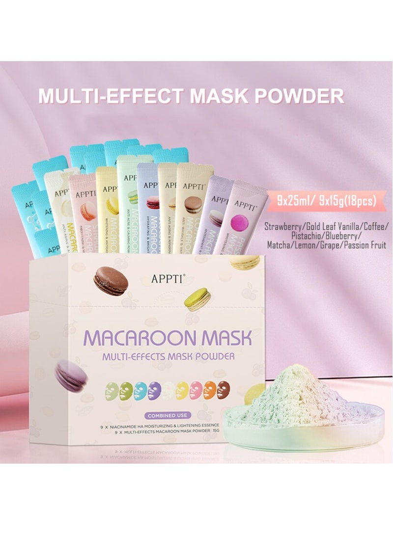 Macaroon Mask Multi Effects Mask Powder Peel Off Multiple Flavors Macaroon Mask for Face Care Home DIY Spa Ordinary Collagen Face Mask with HA and Niacinamide Moisturizing Face Mask Jelly Face Mask