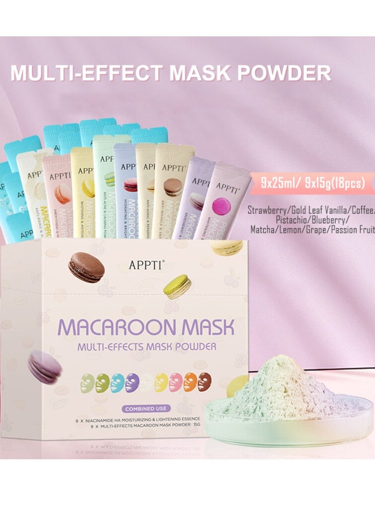 Macaroon Mask Multi Effects Mask Powder Peel Off Multiple Flavors Macaroon Mask for Face Care Home DIY Spa Ordinary Collagen Face Mask with HA and Niacinamide Moisturizing Face Mask Jelly Face Mask