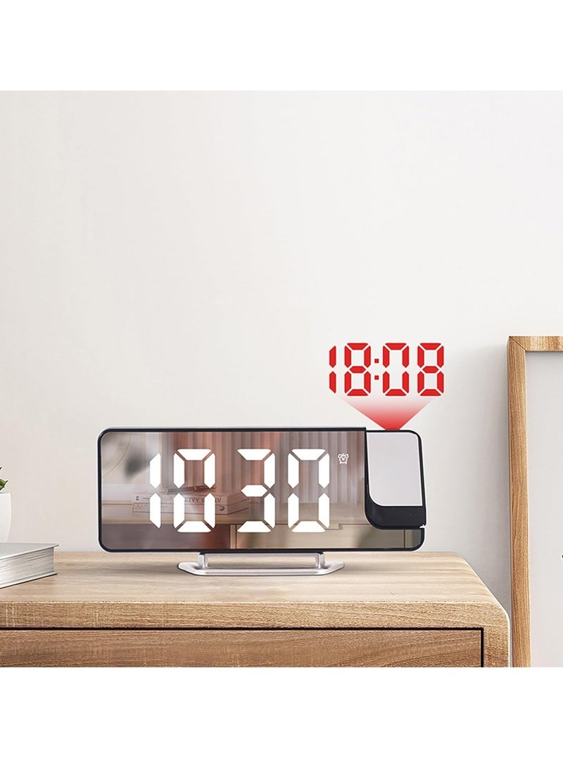 LED Projection Alarm Clock – Large 7.9'' Display with Rotatable Projection, Temperature Display, Adjustable Brightness, Snooze Feature, Digital Alarm Clock for Bedroom, 12/24 Hour Format, Modern Desk Clock, Easy-to-Read LED Display, Time Projector for Wall or Ceiling
