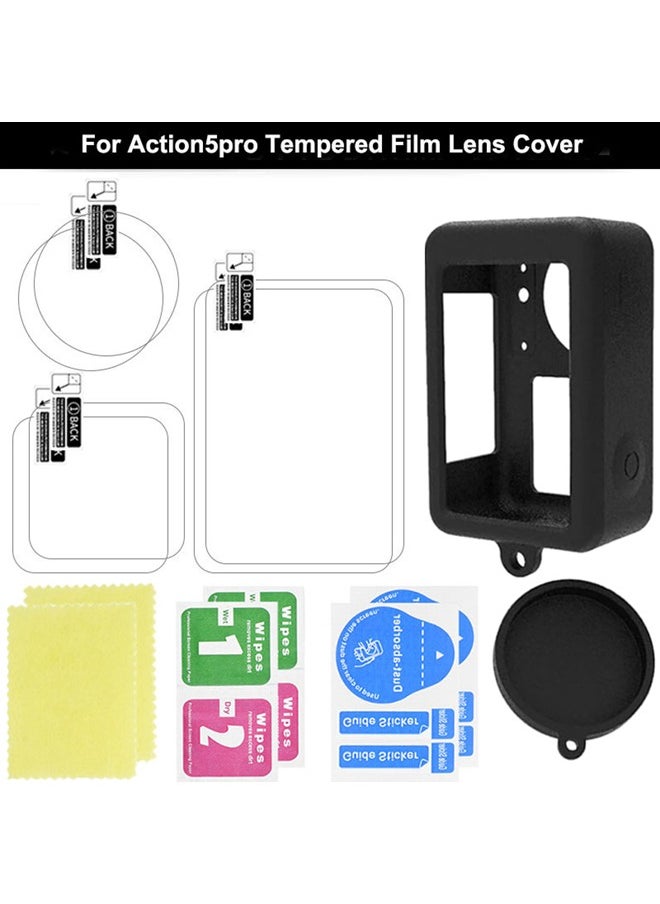 Silicone Case for DJI Action 5 pro, Screen Protectors&Lens Caps Accessories Kit