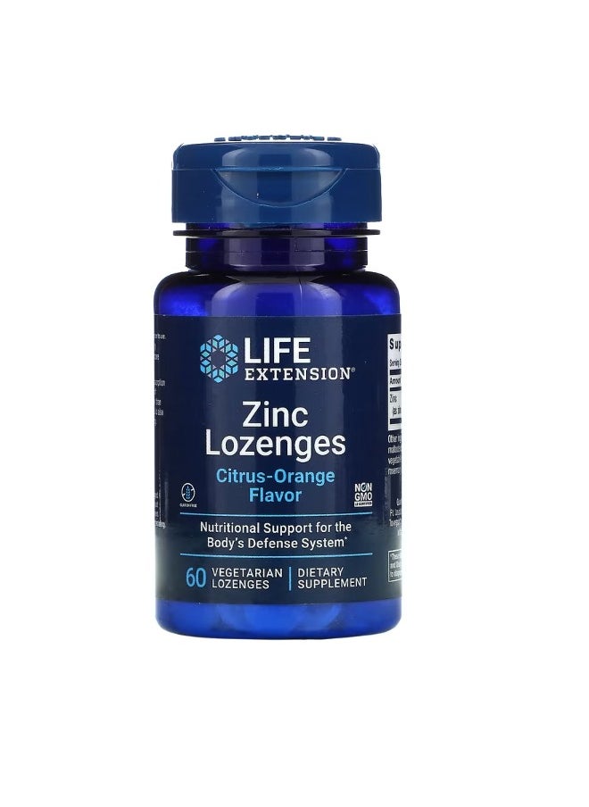 Zinc Lozenges Citrus Orange 60 Vegetarian Lozenges