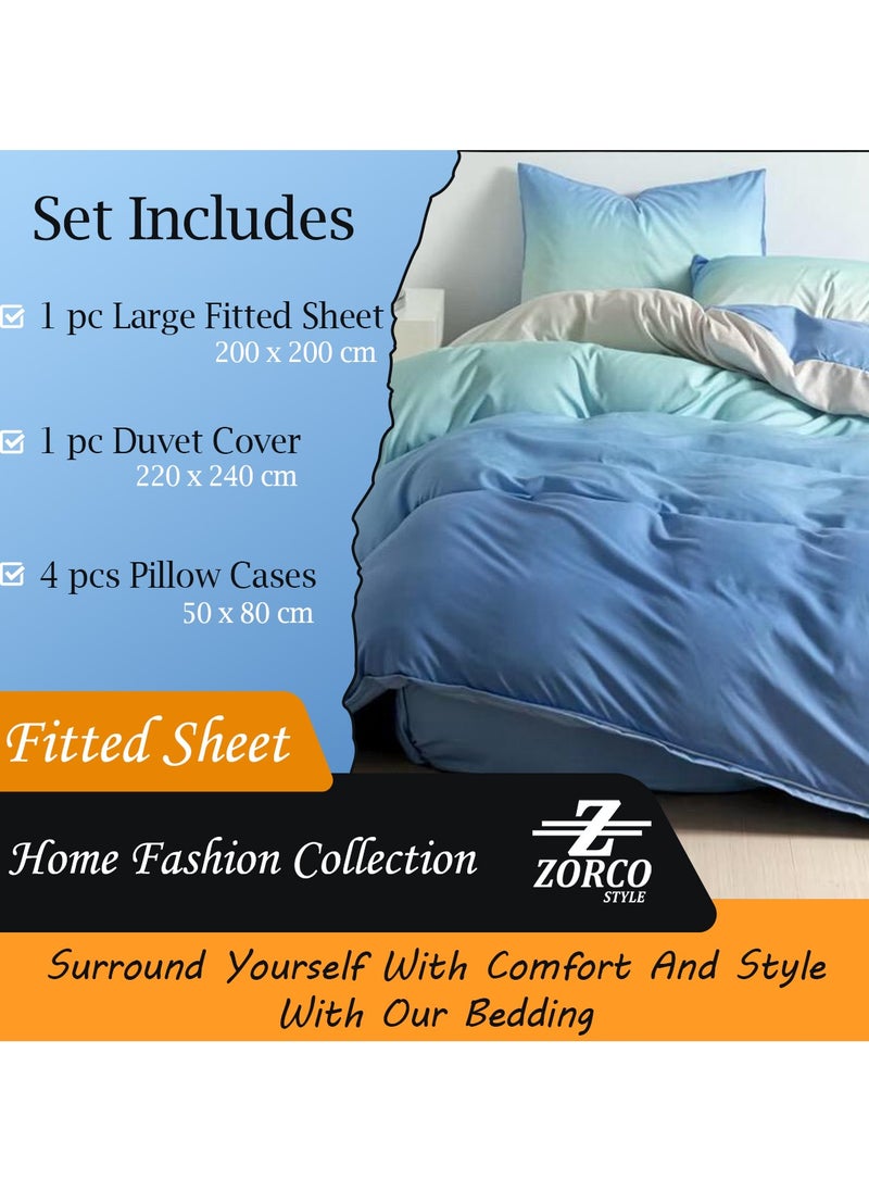 Hotel Duvet Cover Set 6 Pieces Cotton King Size Luxurious Bedding Set, Modern and Attractive Bedding Set with 1xFitted Sheet, 1xDuvet Cover, 4xPillow Cases