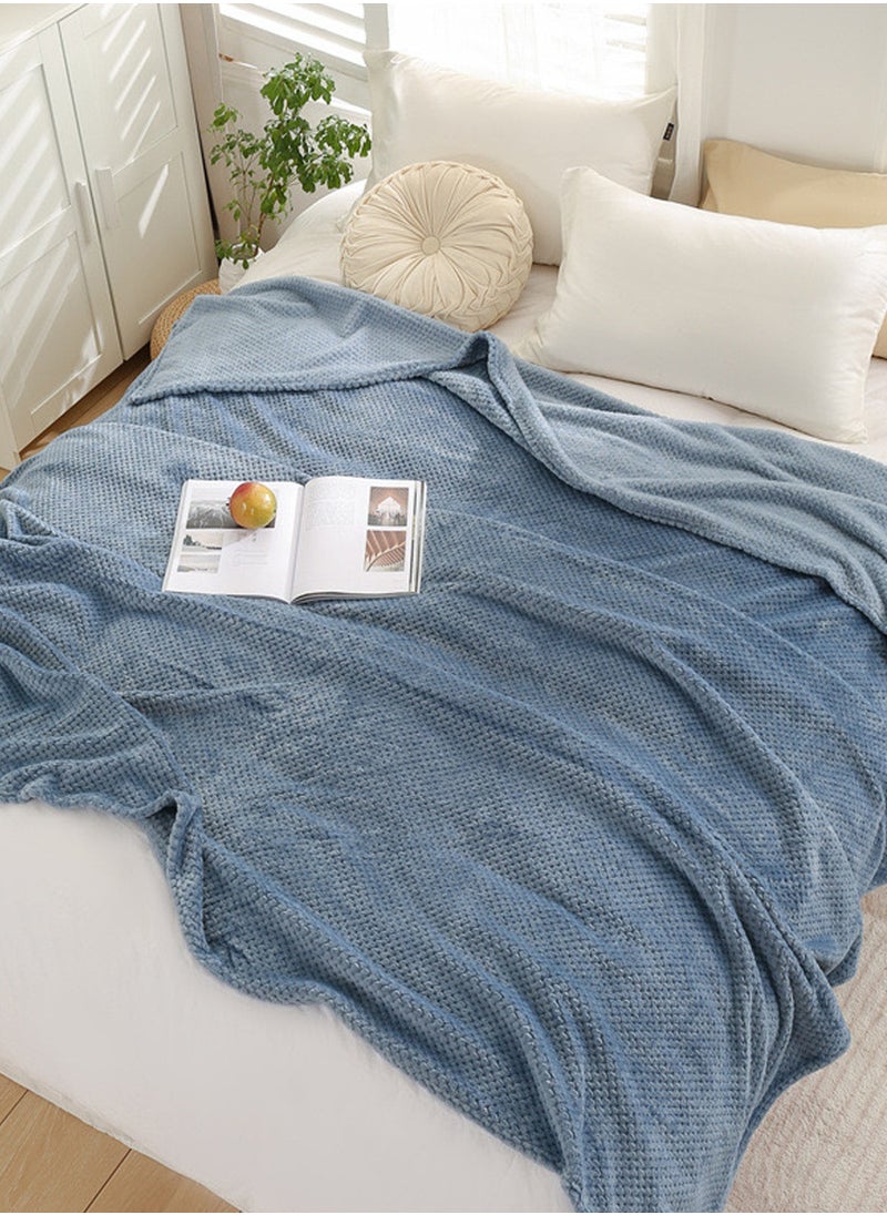 Coral Velvet Blanket Super Soft and Warm 180* 200 cm Sofa Blanket Comfortable Fluffy Lightweight (Blue Gray) Blanket